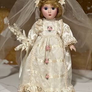 Vintage 1925 Elegant Cream Wedding Doll Julia with Floral Accents